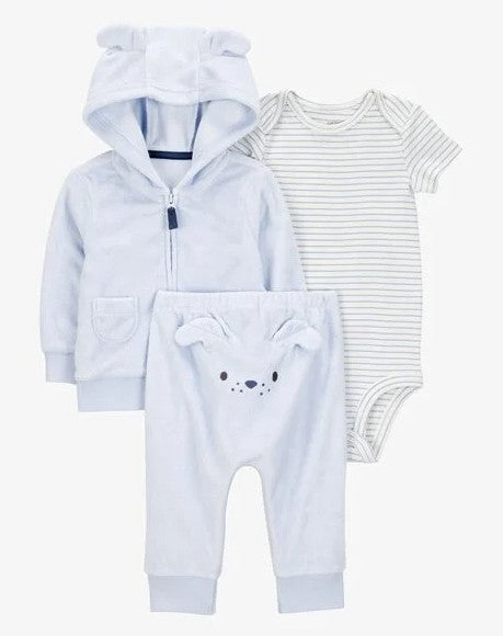 Conjunto Perrito 3 piezas Mameluco, Abrigo & Pantalón