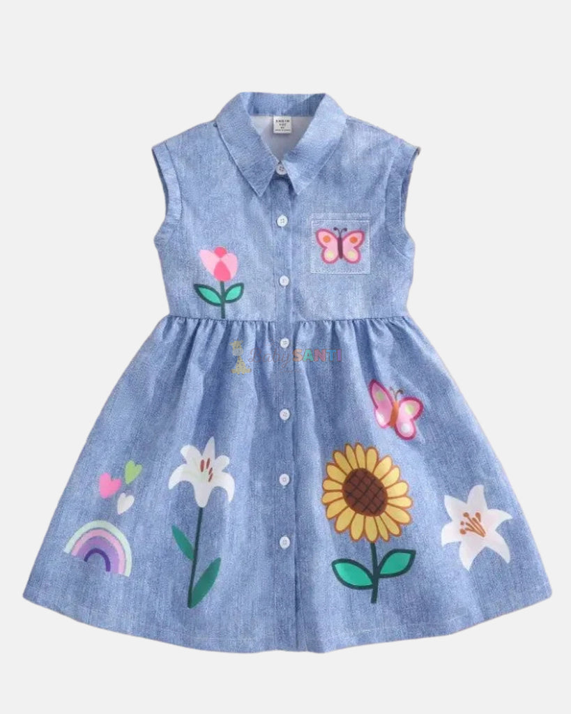 Vestido Estampado Mariposa y Flores