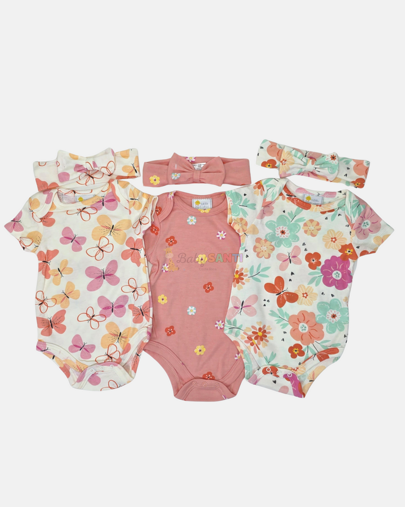 Paquete 3 Mamelucos con Vincha Niña
