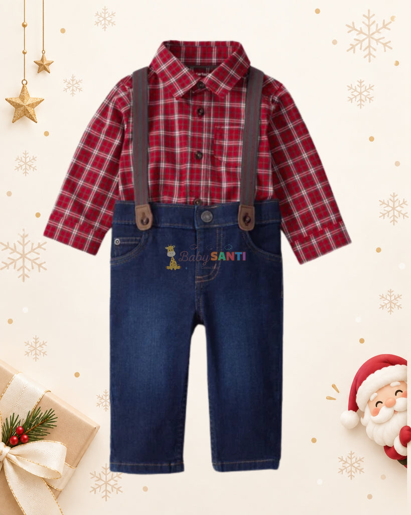 Conjunto Cuadros Rojos Navideño