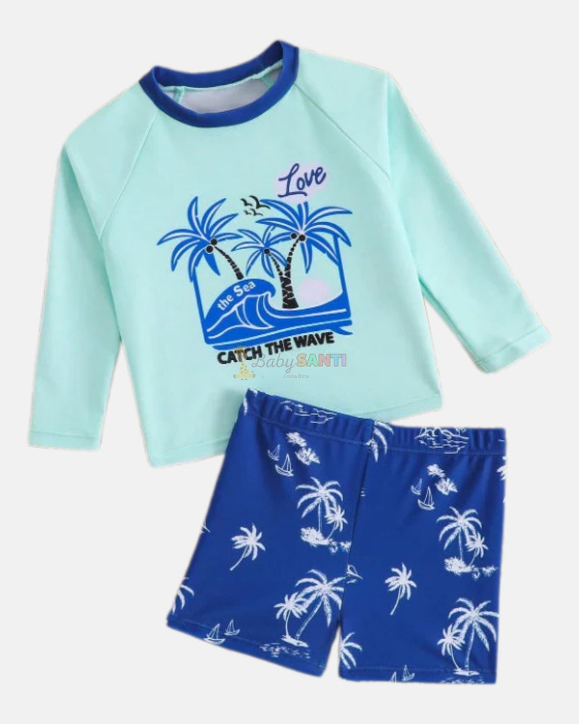 Traje de Baño Palmeras Azules