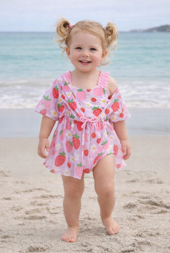 Traje de baño fresas con kimono