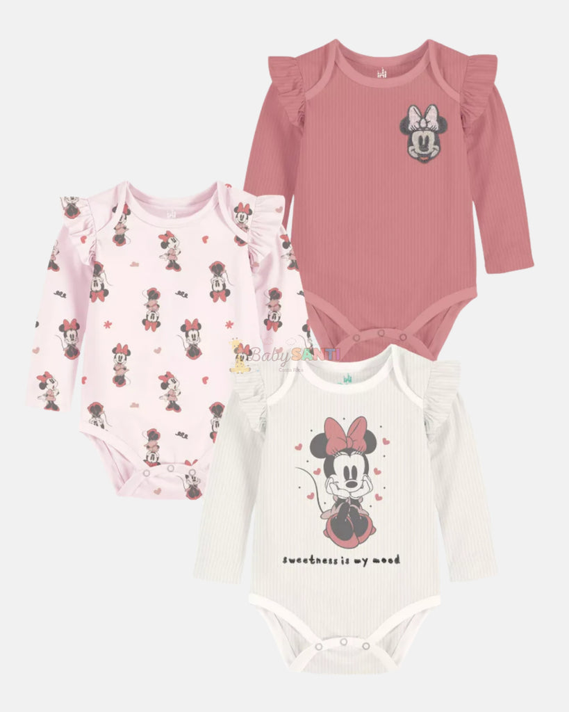 Paquete 3 Mamelucos Minnie Mouse