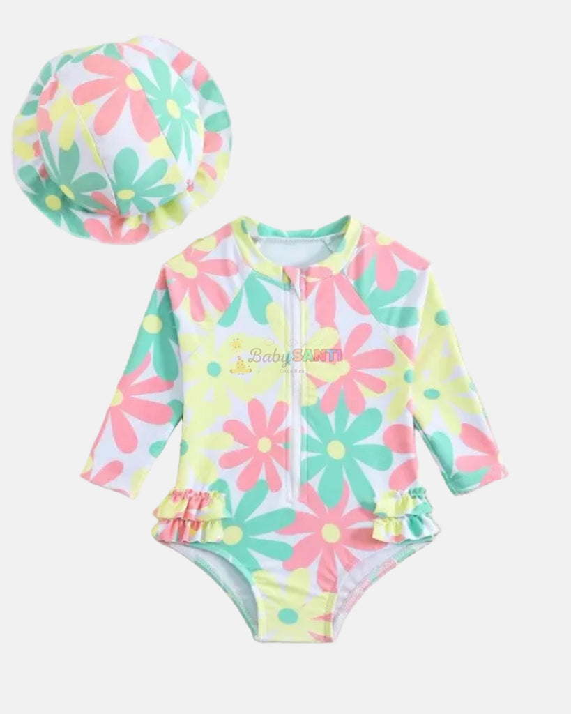 Traje de baño manga larga & sombrero