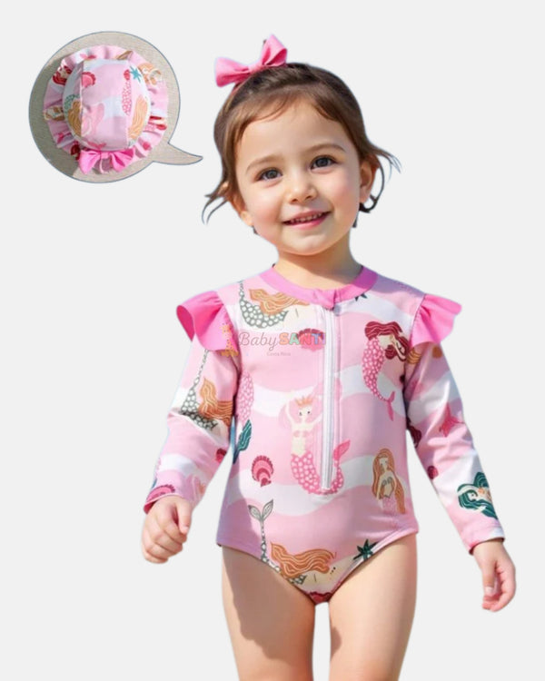 Traje de baño manga larga & sombrero