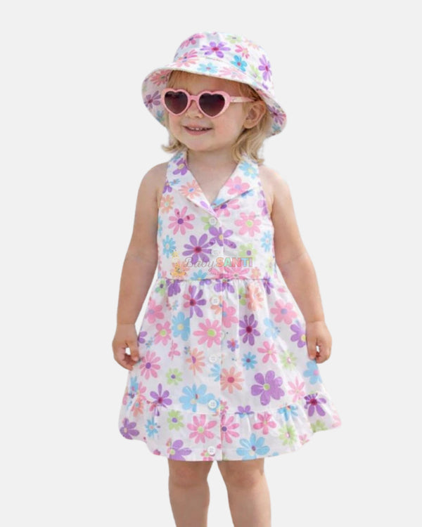 Conjunto Floral Vestido & Sombrero