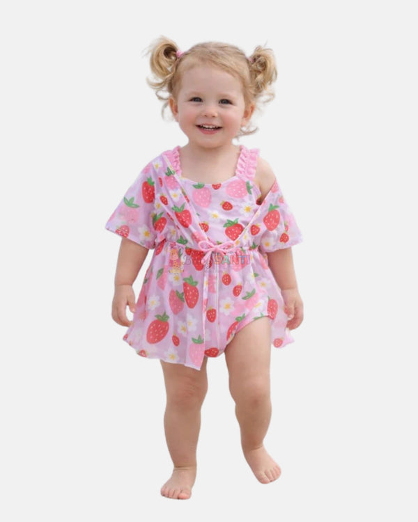 Traje de baño fresas con kimono