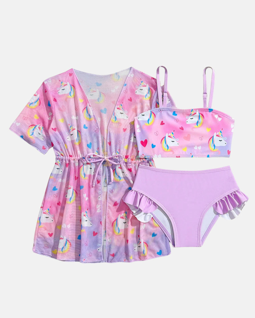 Traje de Baño Unicornio con Kimono