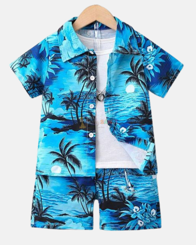 Conjunto Azul Palmeras