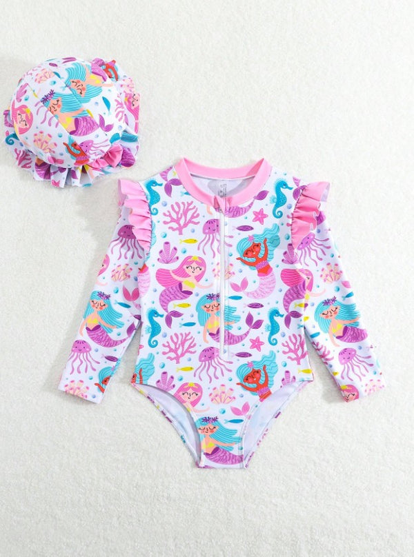 Traje de baño manga larga & sombrero