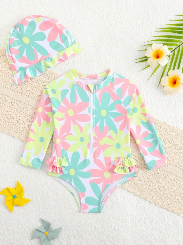 Traje de baño manga larga & sombrero