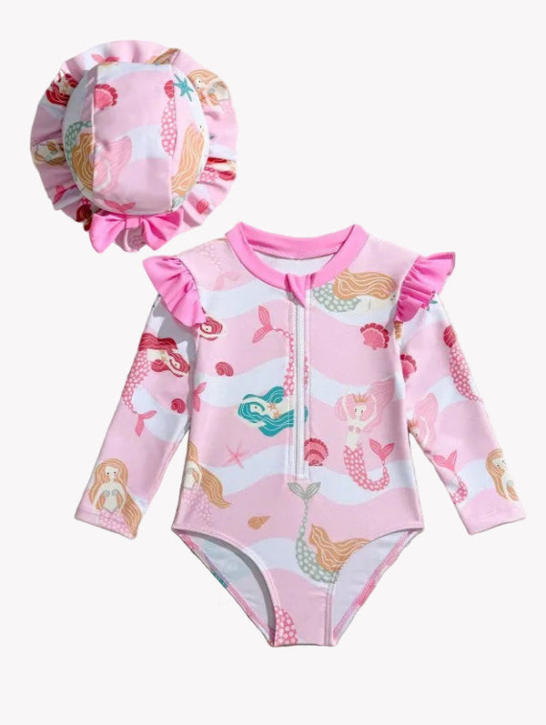 Traje de baño manga larga & sombrero