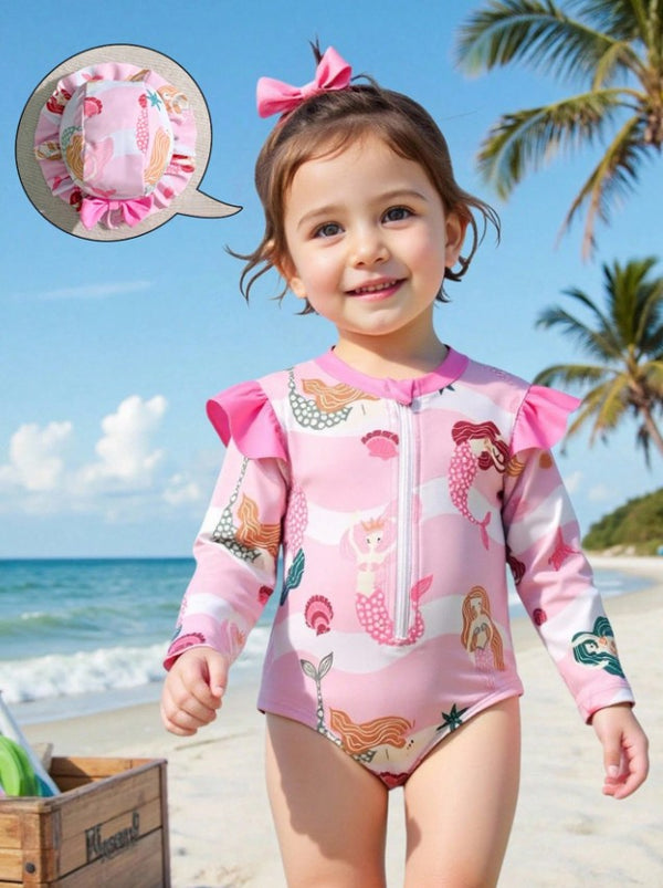 Traje de baño manga larga & sombrero