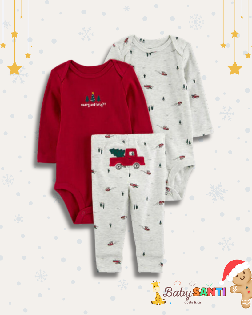 Conjunto Mamelucos & Pantalón Navidad