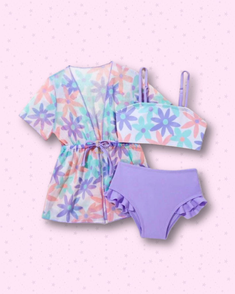 Traje de baño floral con kimono – BabySanticr